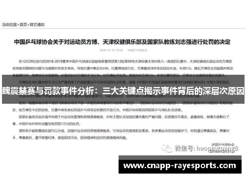 魏震禁赛与罚款事件分析：三大关键点揭示事件背后的深层次原因
